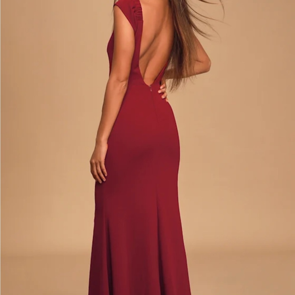 Lulu's Deep Red Backless Dress - Picture 2 of 10